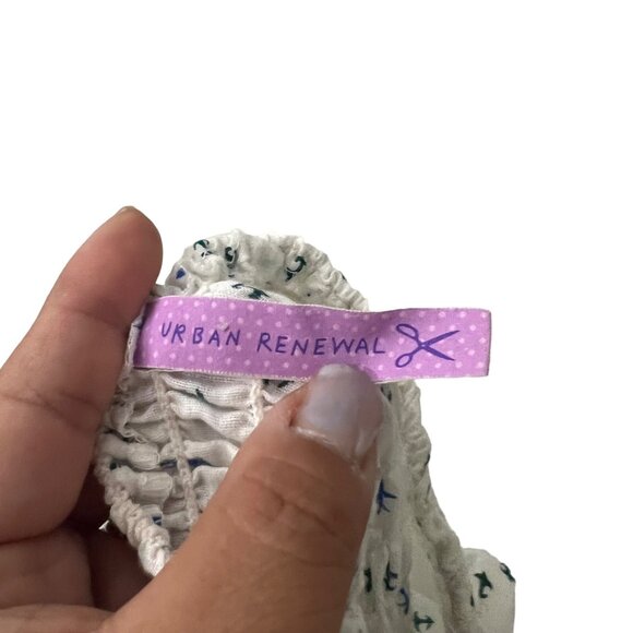 Urban Renewal Ivory Blue Pattern Strapless Upcycled Vintage Cotton Dress Small - Picture 2 of 4